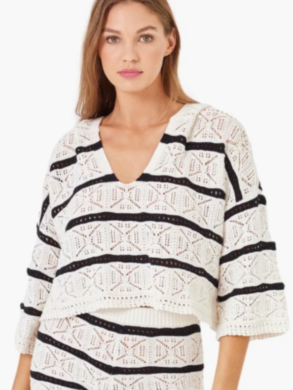 L Space Women's Striped Diamond Eyes Hoodie - Starcrossed Stripe Size L 12025